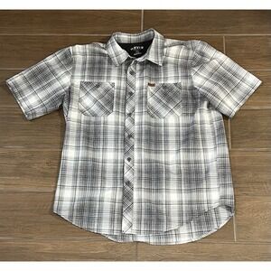 Orvis Men's 100% Polyester Button-Down Gray Casual Outdoors Shirt Size Large